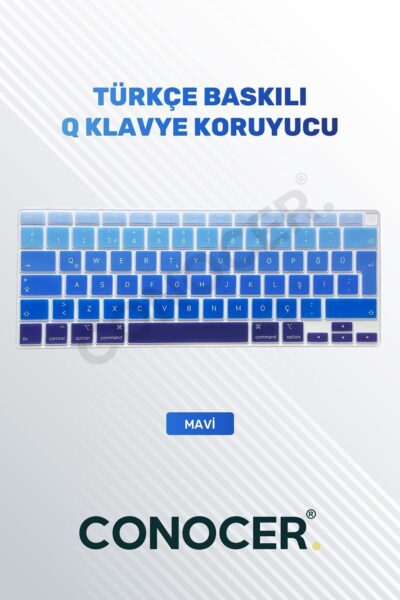 Macbook Air 2020 13 Inc M1 A2337 / A2179 Uyumlu Türkçe Q Klavye Slim Klavye Koruyucu Kılıf