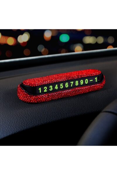 Taşlı Göz Alıcı Torpido Üstü Araç Park Numaratörü Kırmızı