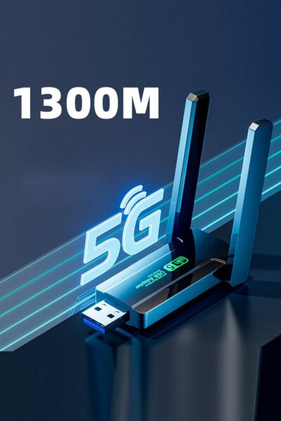 Çift Antenli Ac1300 Mbps Dual Bant Usb 3.0 Adaptör Kablosuz Usb Wifi Adaptörü Modülü