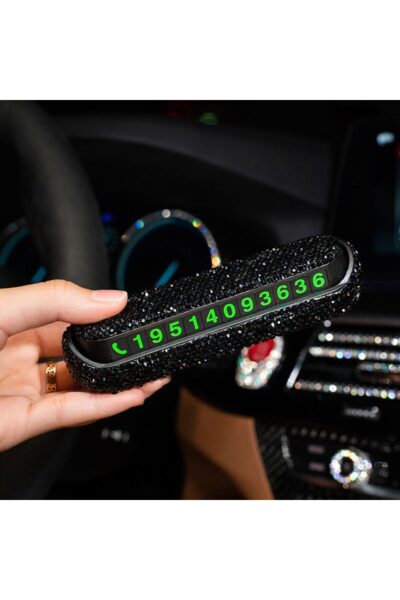 Taşlı Göz Alıcı Torpido Üstü Araç Park Numaratörü Kristal Siyah