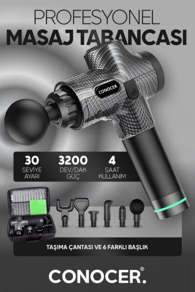 X3pro Masaj Tabancası Spor 30 Hız Vurmalı Süper Sessiz Fırçasız Motor