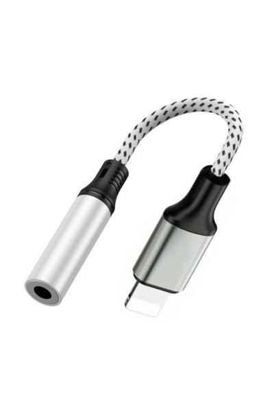 Tak Çalıştır Lightning to Aux 3.5mm Kulaklık Jak Dönüştürücü Alüminyum Alaşım Kırılmaz Örgü Kablo